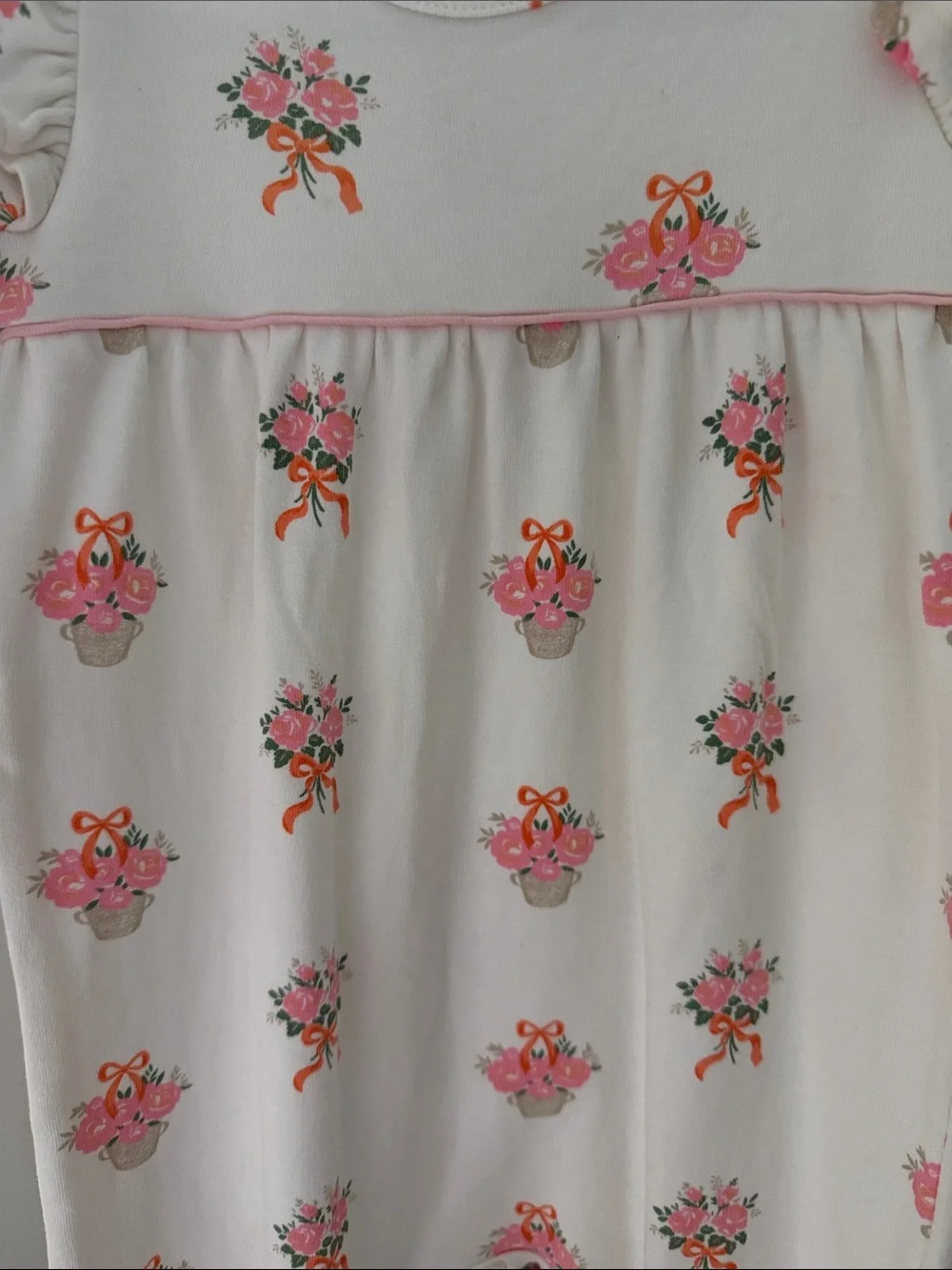 The Beaufort Bonnet Company White Floral Ruffle-Shoulder One-Piece
